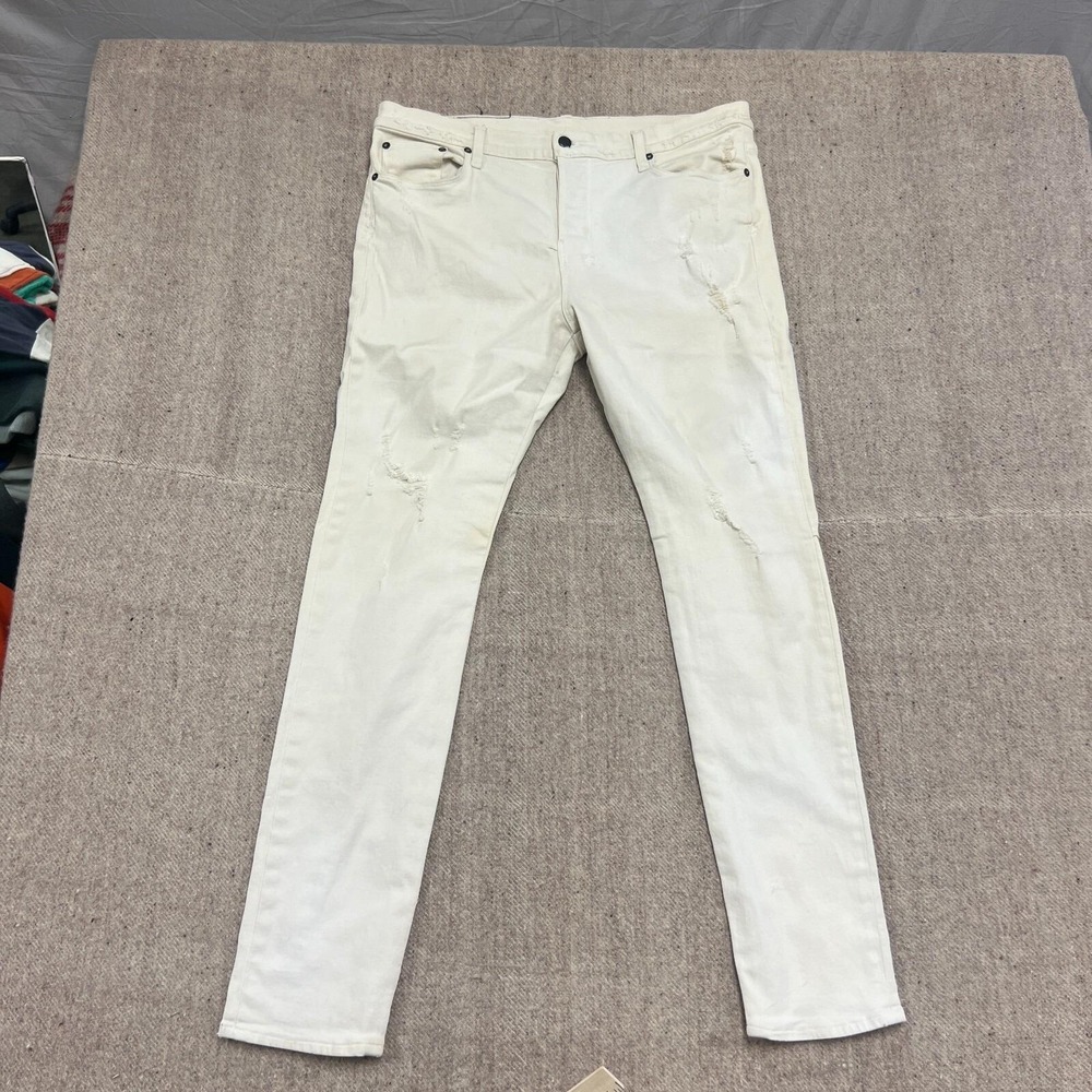 Ksubi Jeans Mens 34x32 White Skinny Tapered Distressed